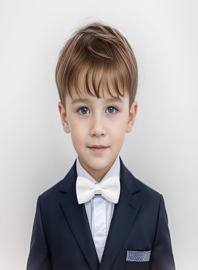 Bskifnn Kids Bow Ties Solid Color Satin Bow Tie for Child Boys Toddlers Wedding Party Dress up (White, kids) - Image 4